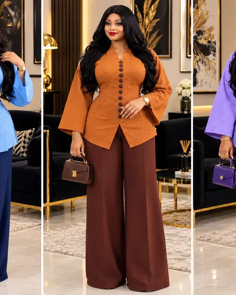 Ensemble chic pantalon large - plusieurs couleurs