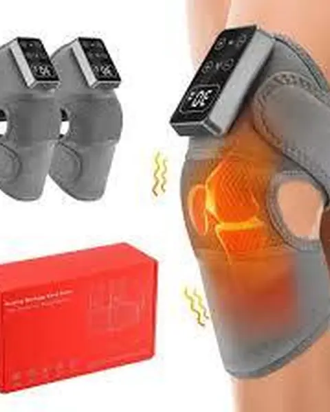 Genouillère Électrique Chauffante et Massante – Thérapie Infrarouge pour Genoux – Anti-Douleur – Batterie Rechargeable