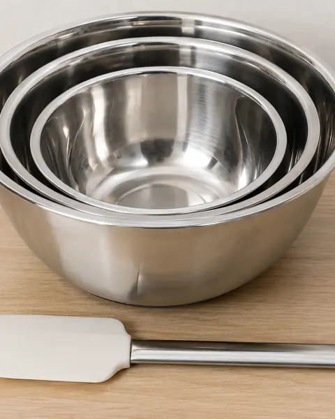 Lot de 3 bols mélangeurs inox avec spatule