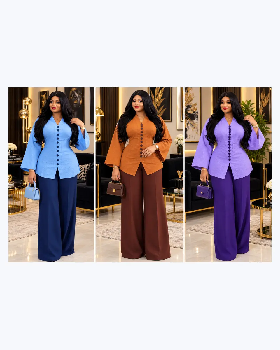 Ensemble chic pantalon large - plusieurs couleurs