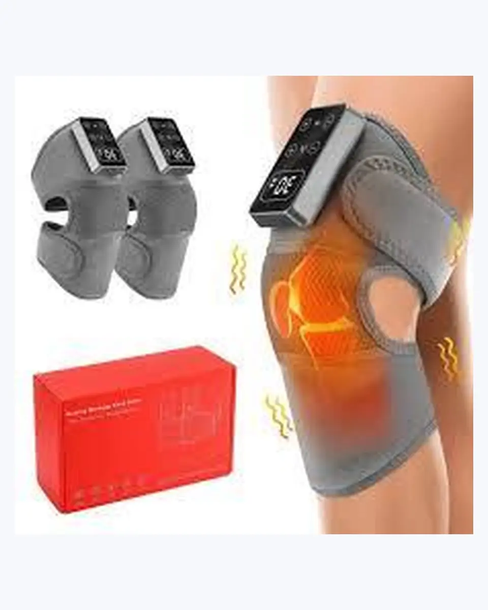 Genouillère Électrique Chauffante et Massante – Thérapie Infrarouge pour Genoux – Anti-Douleur – Batterie Rechargeable